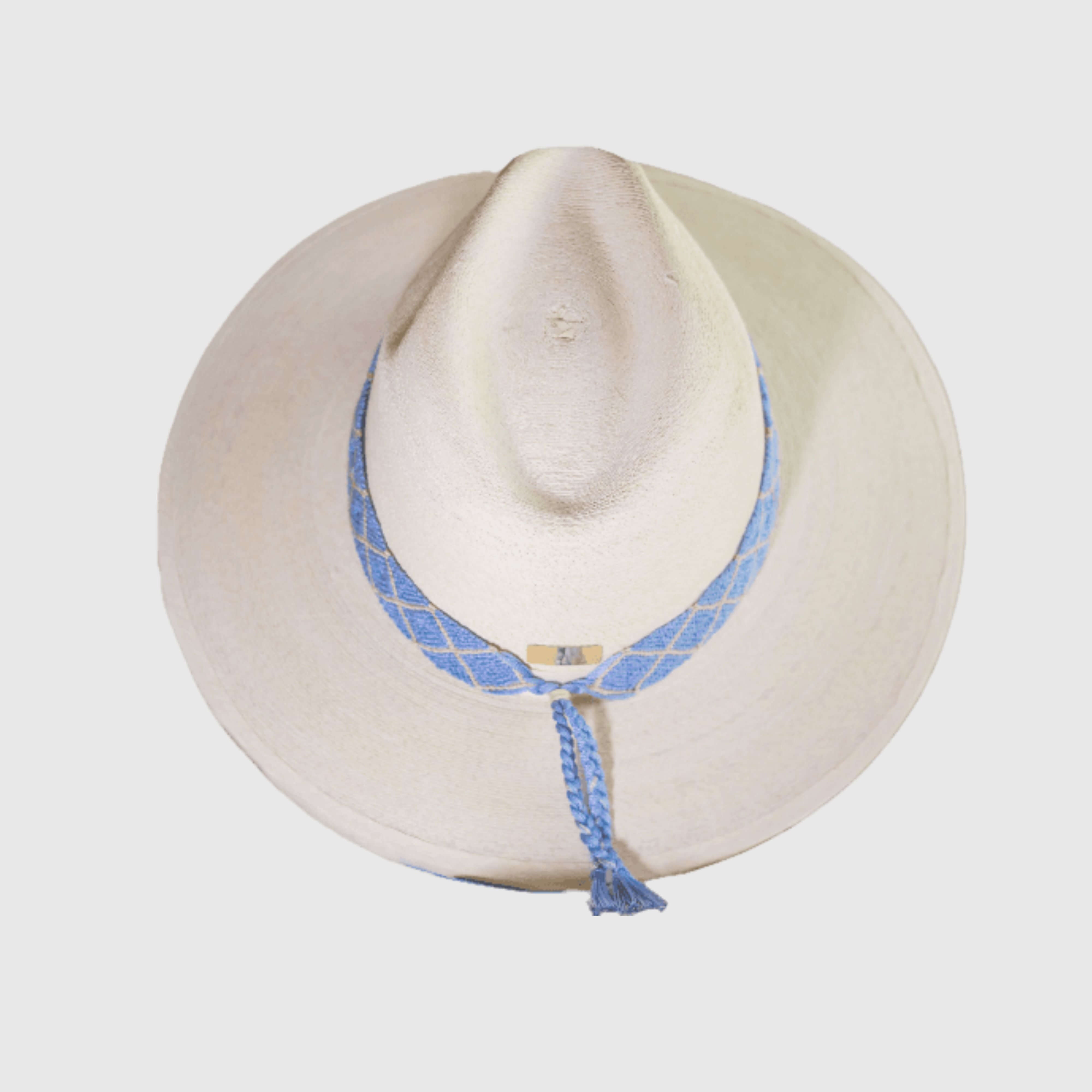 Hand Embroidered Hat with Blue Cotton Threads