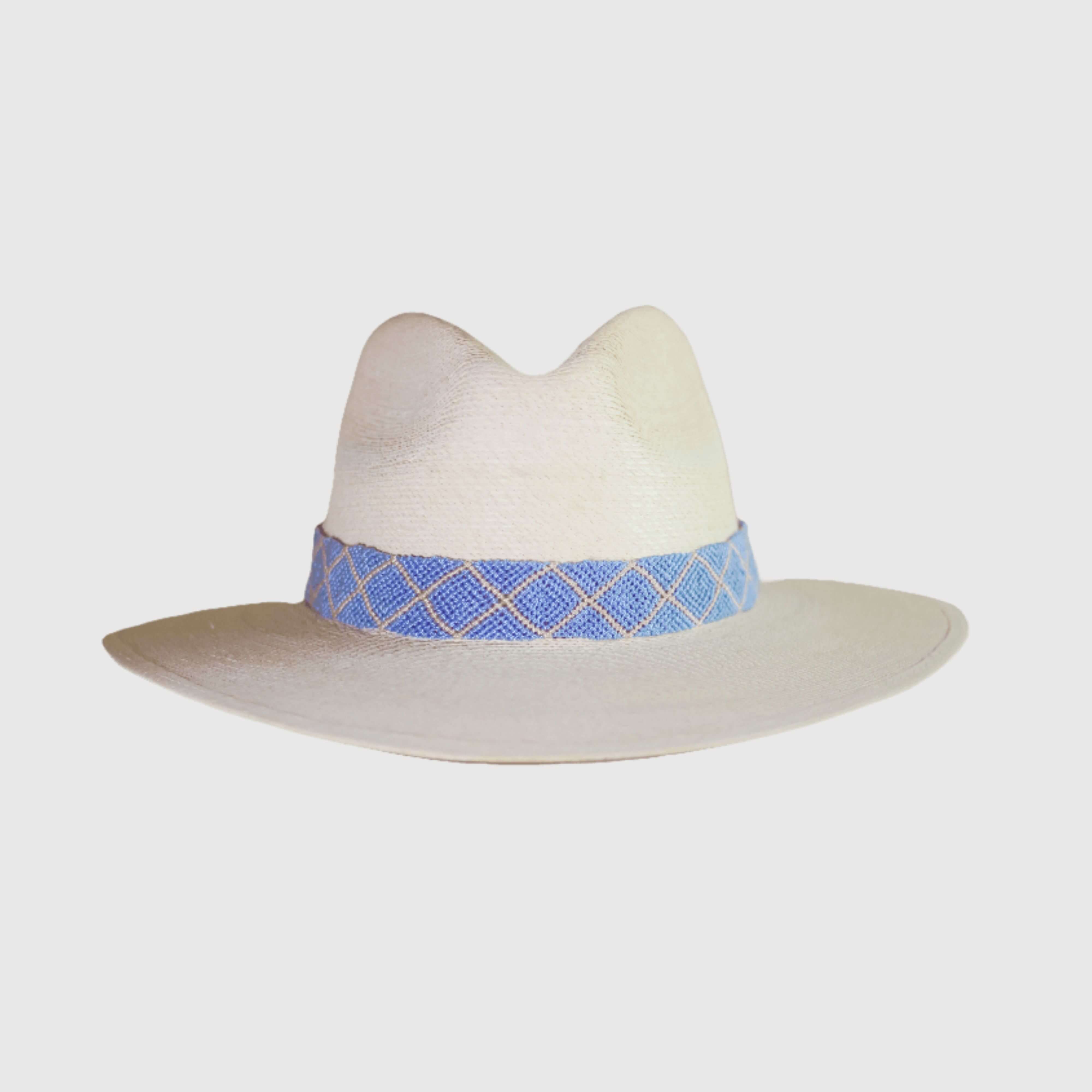 Hand Embroidered Hat with Blue Cotton Threads