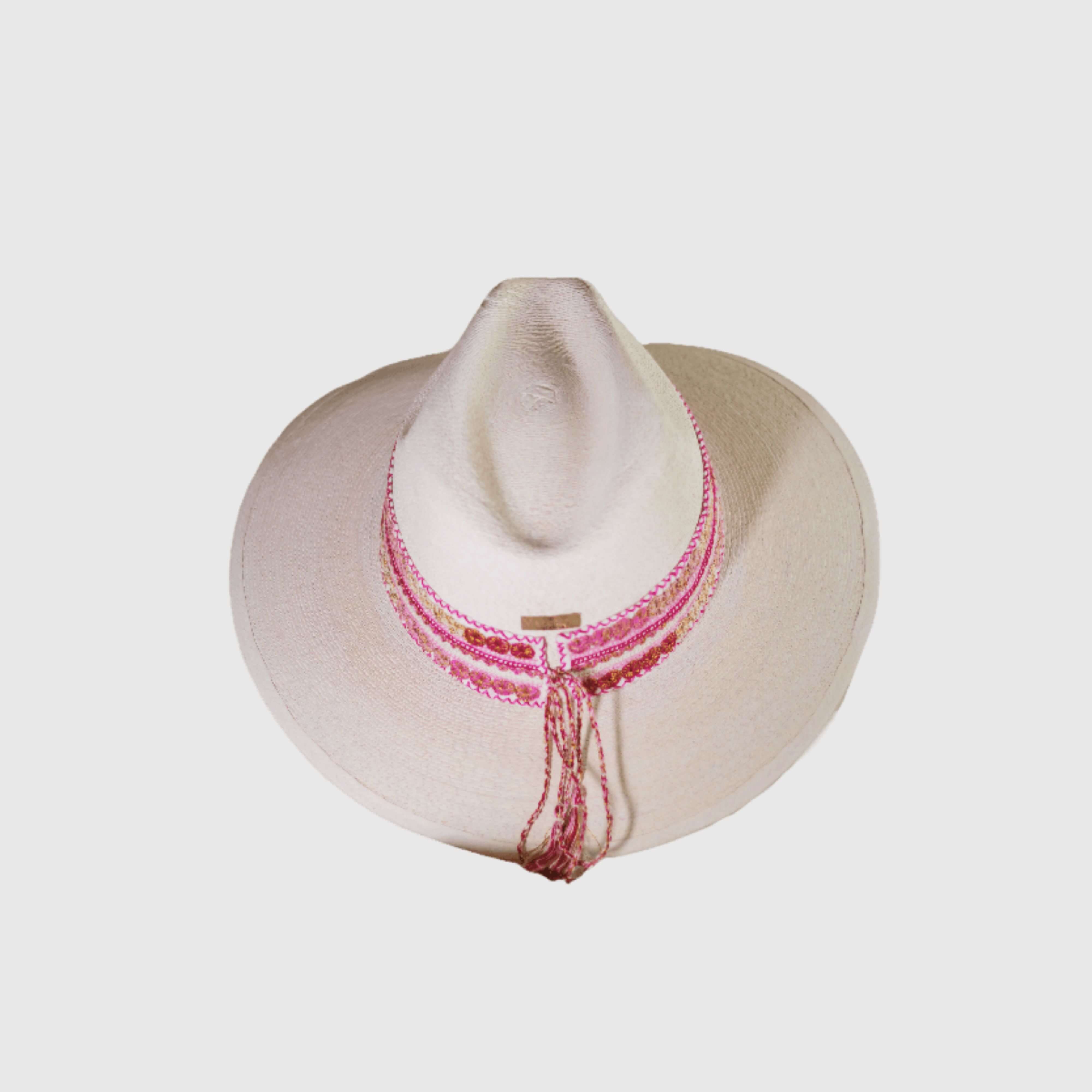 Hat decorated with Pink embroidered circles
