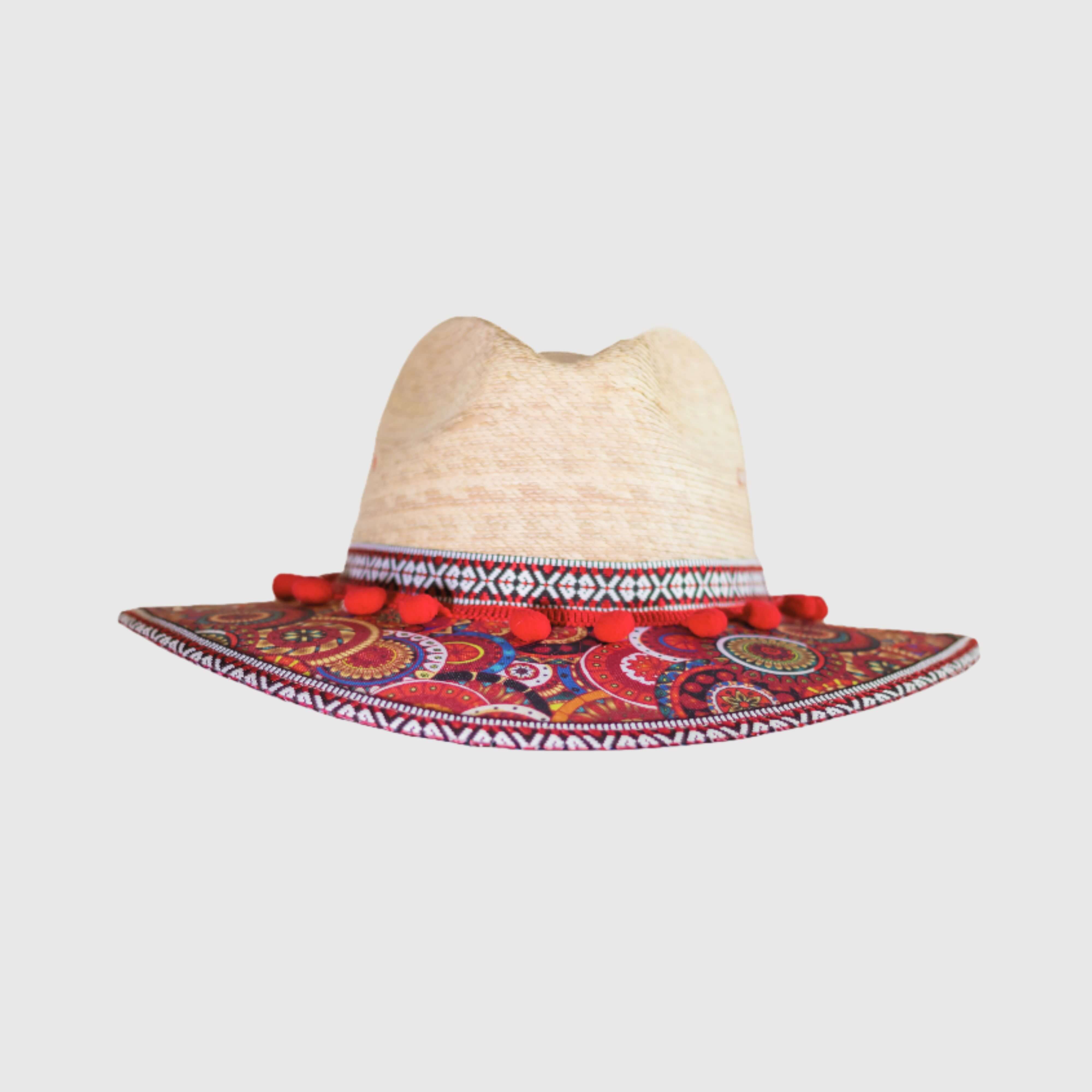 Hat decorated with red pompom