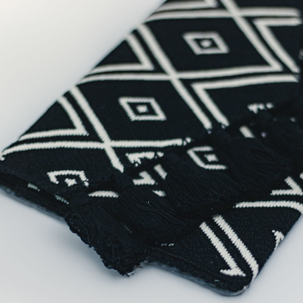 Black / Ivory  Hand Woven Clutch Bag, on loomed 10.6"X6.3"
