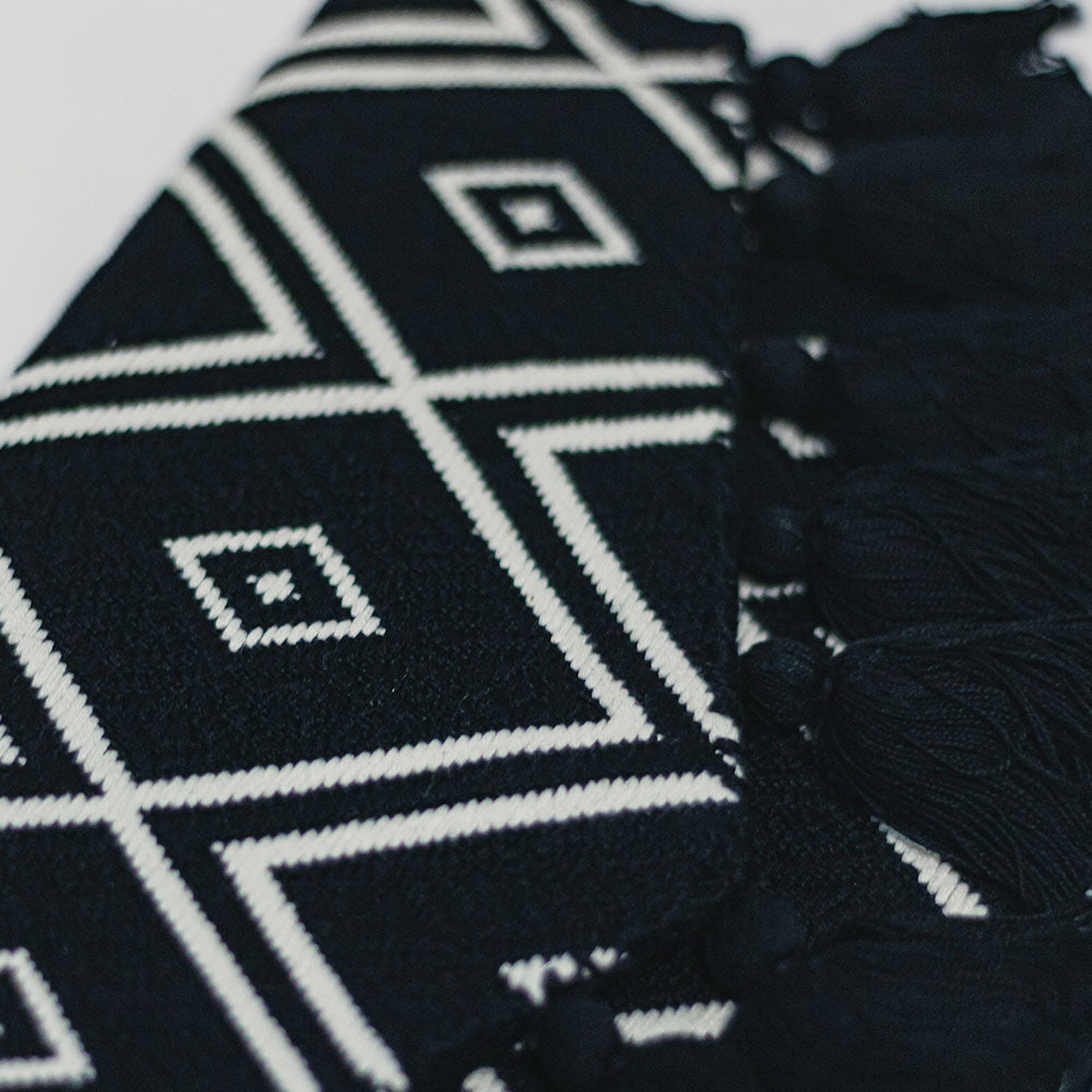 Black / Ivory  Hand Woven Clutch Bag, on loomed 10.6"X6.3"