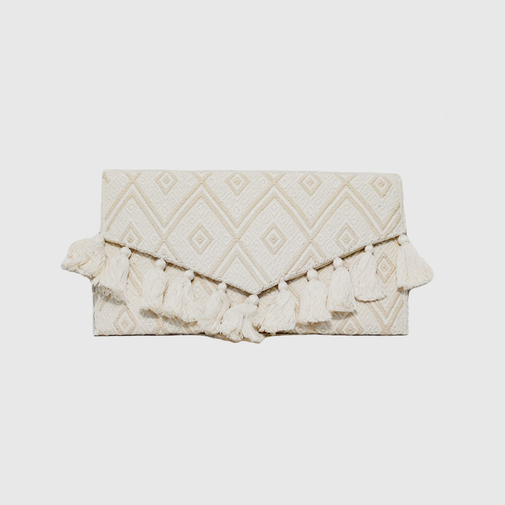 Ivory/ Beige   Hand Woven Clutch Bag, on loomed 10.6"X6.3"