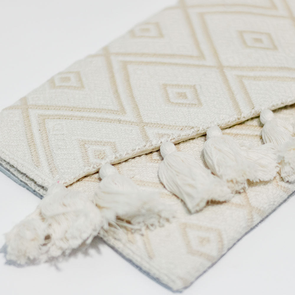 Ivory/ Beige   Hand Woven Clutch Bag, on loomed 10.6