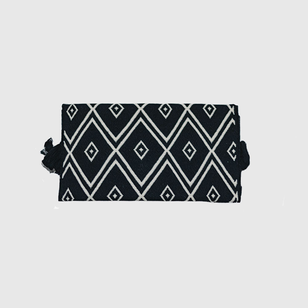 Black / Ivory  Hand Woven Clutch Bag, on loomed 10.6